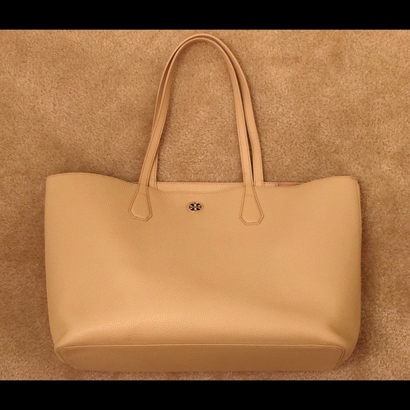 *SOLD* Tory Burch Light Oak/Ginger Perry Tote Bag - Picture 4 of 8